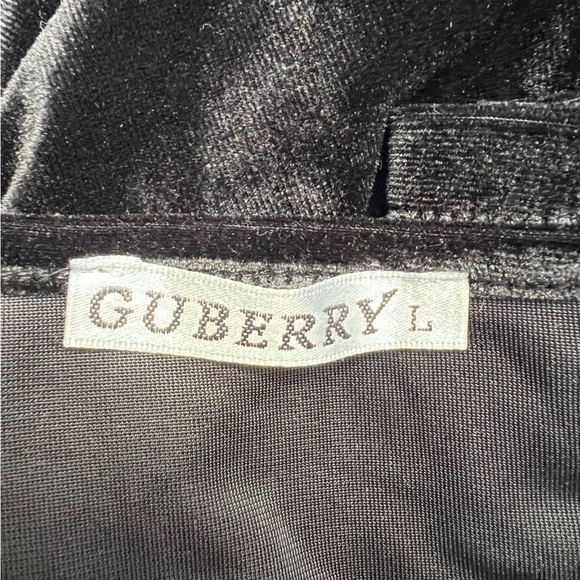 Guberry Black Velvet Faux Wrap Ruched Stretch Dress - Picture 7 of 9